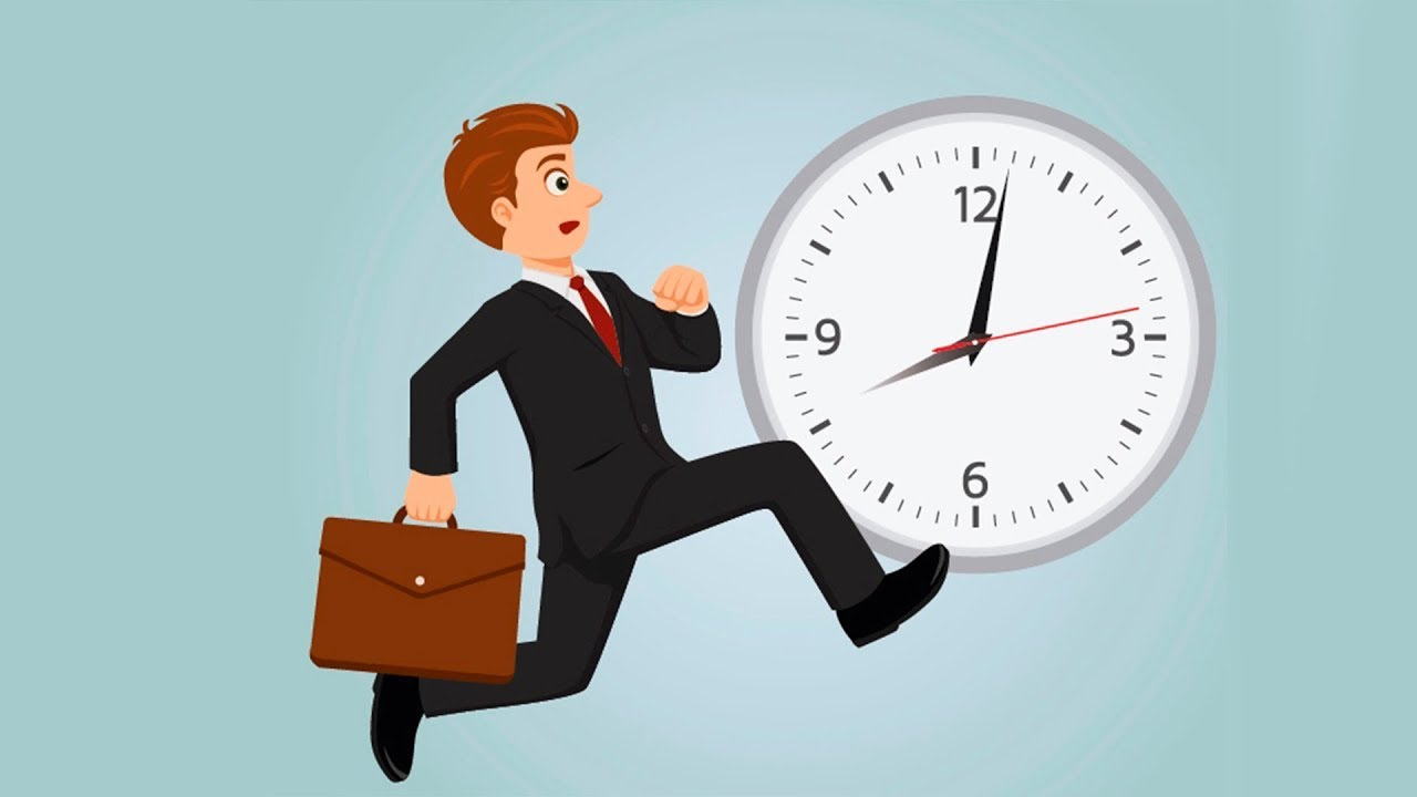Длительный срок в организации. Опаздывающий человек. Люди спешат на работу. Часы опоздание. Пунктуальность.