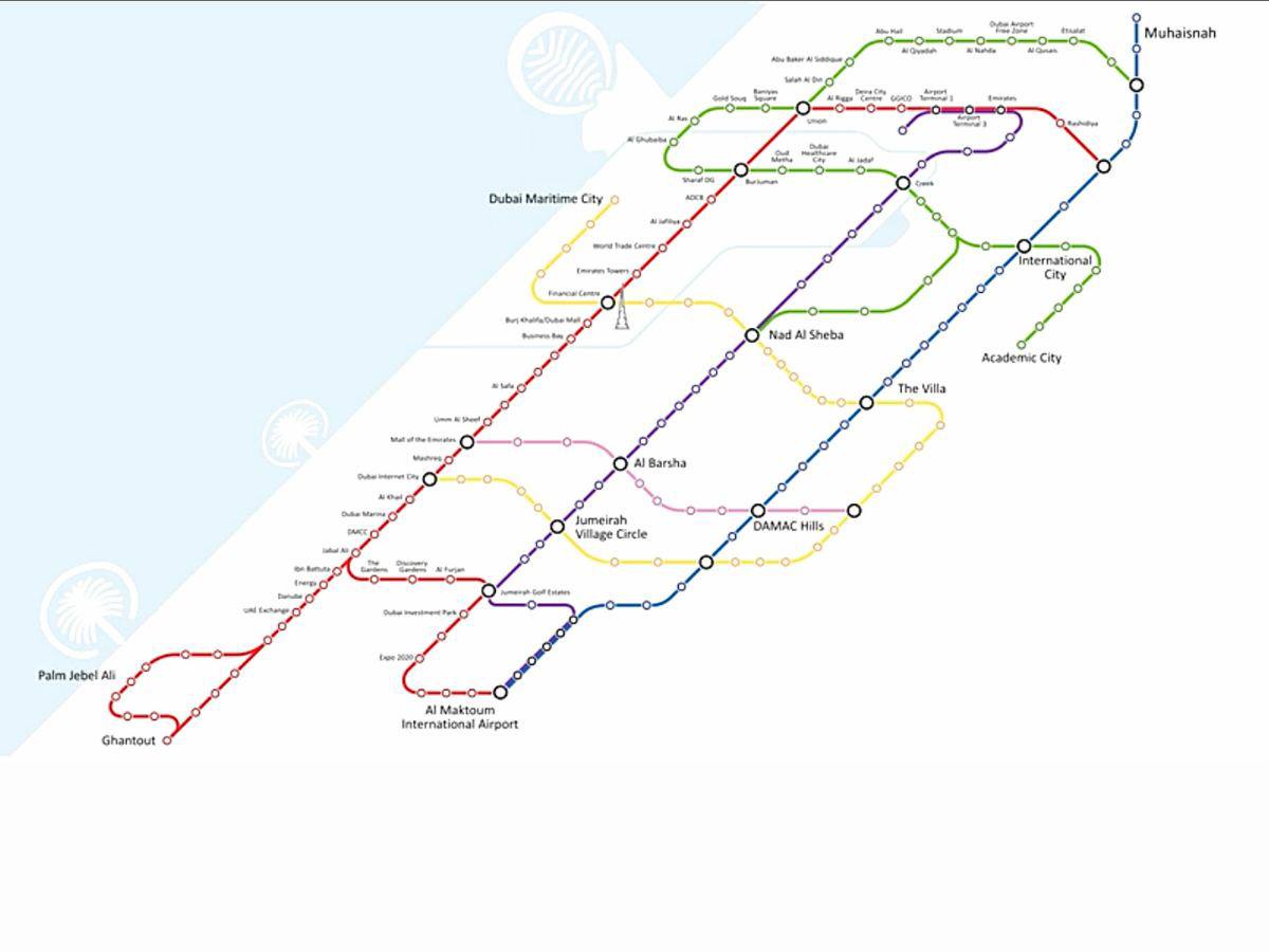 Схема дубайского метро на русском языке